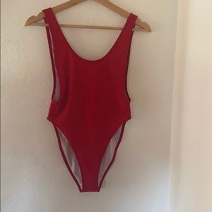 Vintage red life guard one piece
